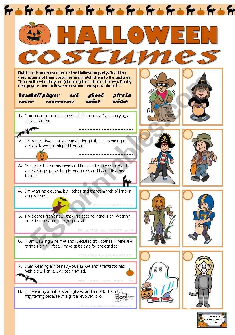 Design A Halloween Costume Worksheet