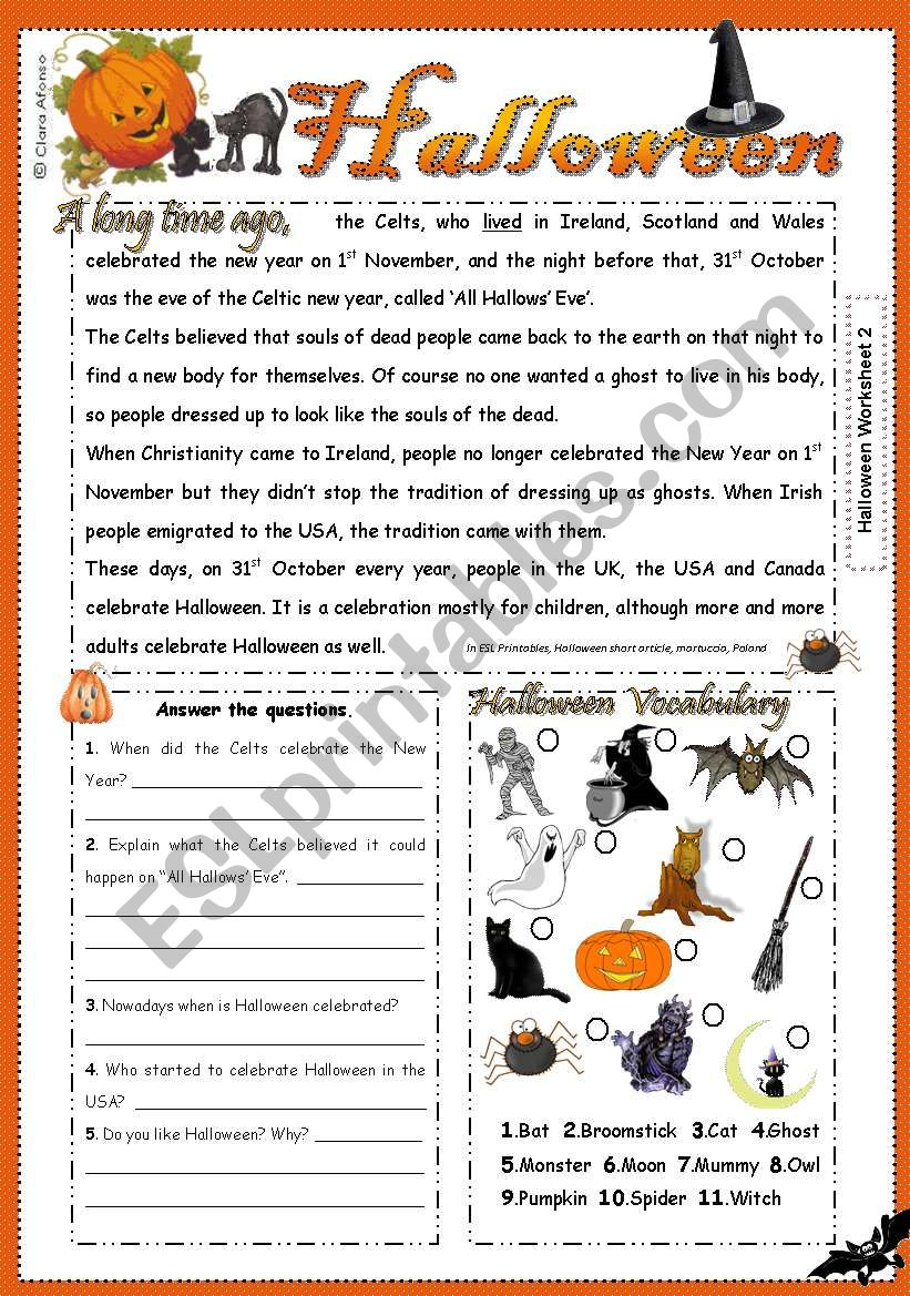 English Esl Halloween Worksheets