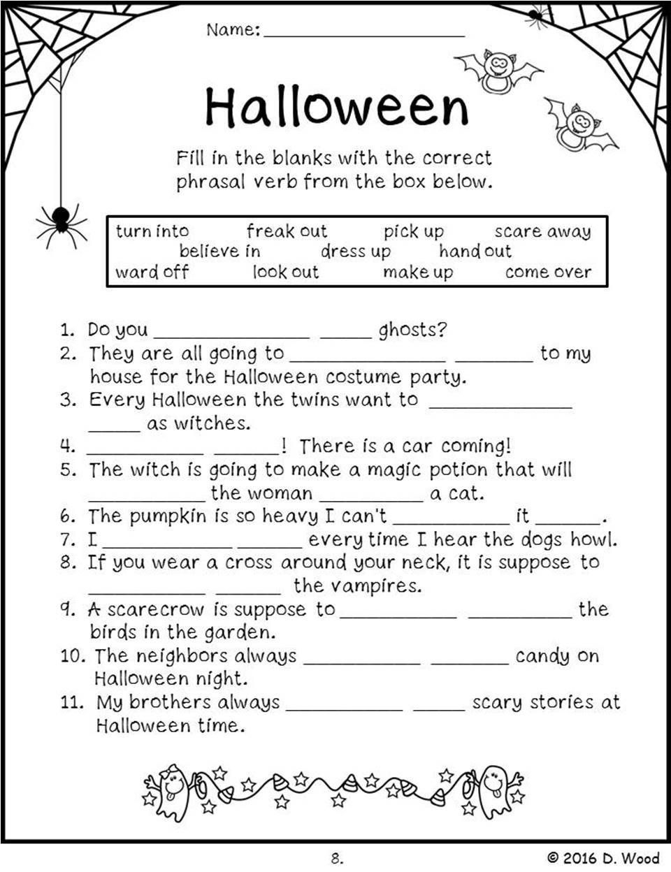Fun Halloween Language Arts Worksheets
