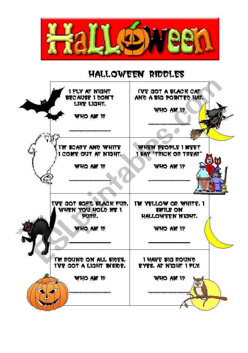 Halloween Brain Teasers Worksheets | AlphabetWorksheetsFree.com