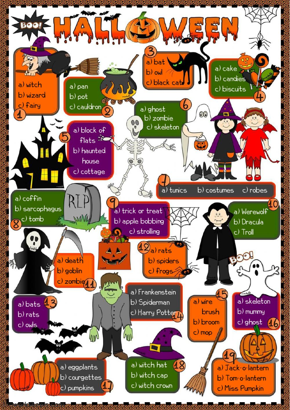 Halloween Vocabulary Exercises And Worksheets AlphabetWorksheetsFree