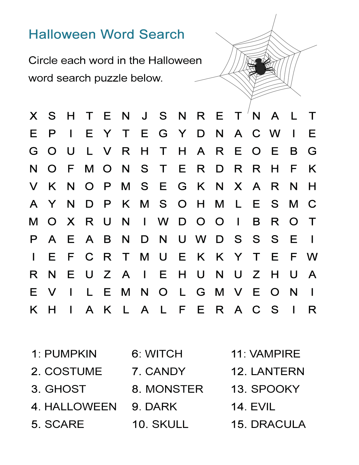 Halloween Spelling Word List Worksheet AlphabetWorksheetsFree