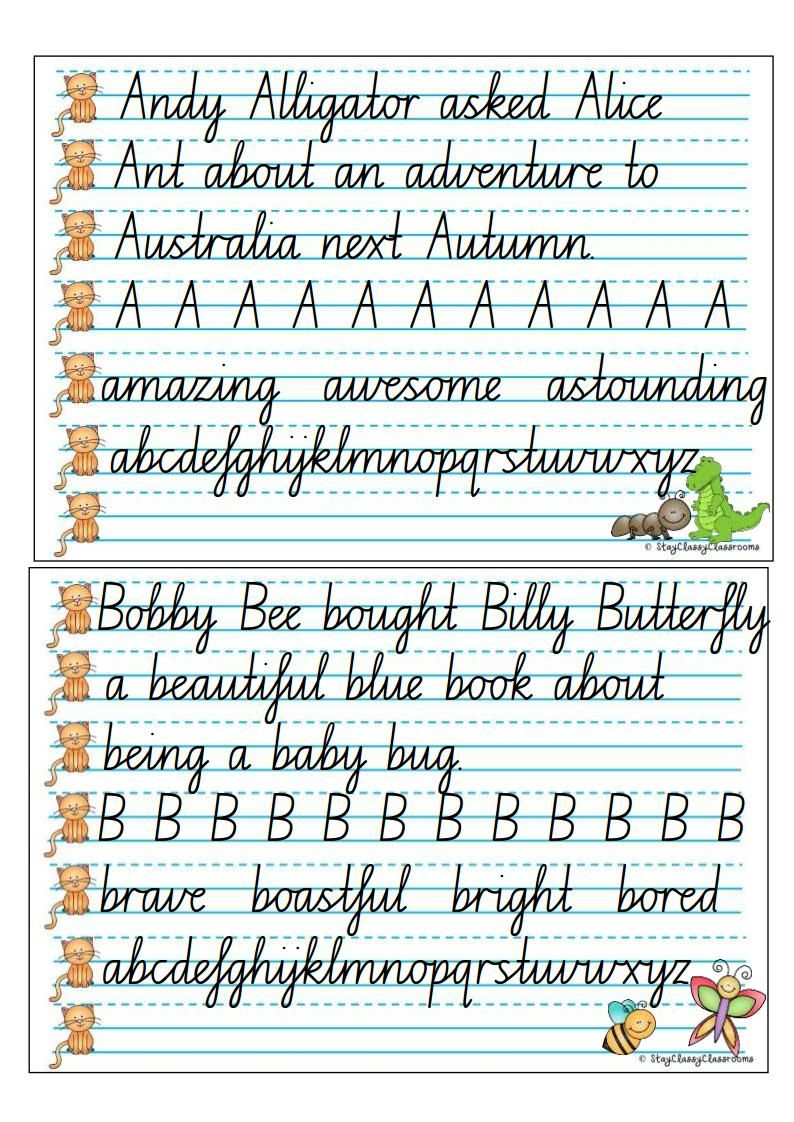 Queensland Cursive Alphabet AlphabetWorksheetsFree