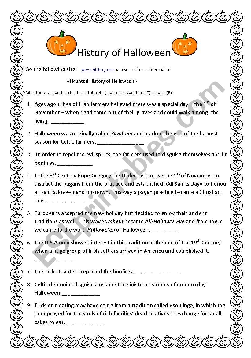 History Of Halloween Worksheets Pdf AlphabetWorksheetsFree com