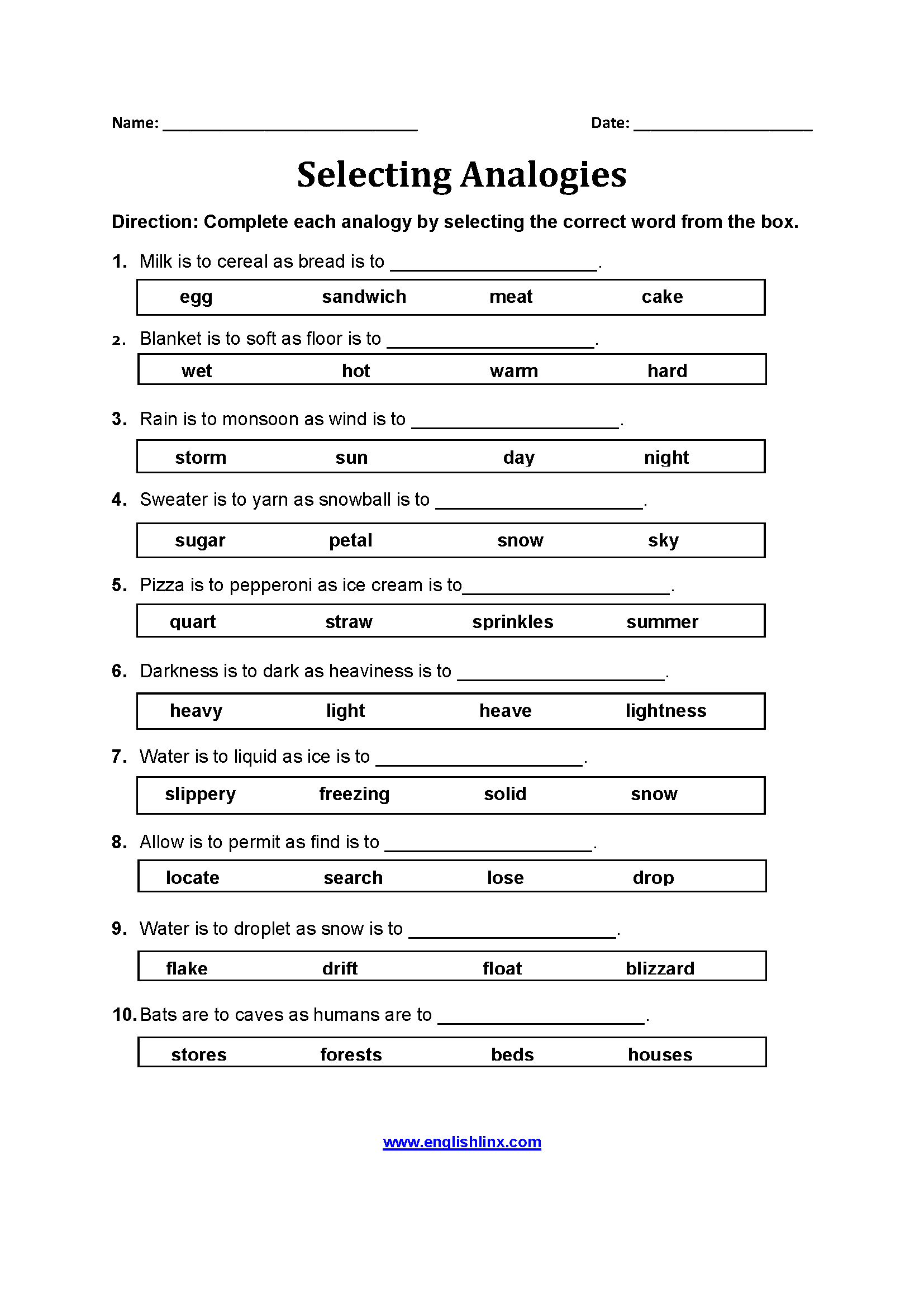 Christmas Analogies Worksheet Answer Key AlphabetWorksheetsFree