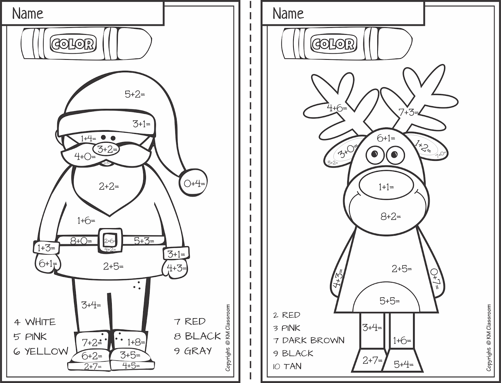 Christmas Add And Color Worksheets AlphabetWorksheetsFree