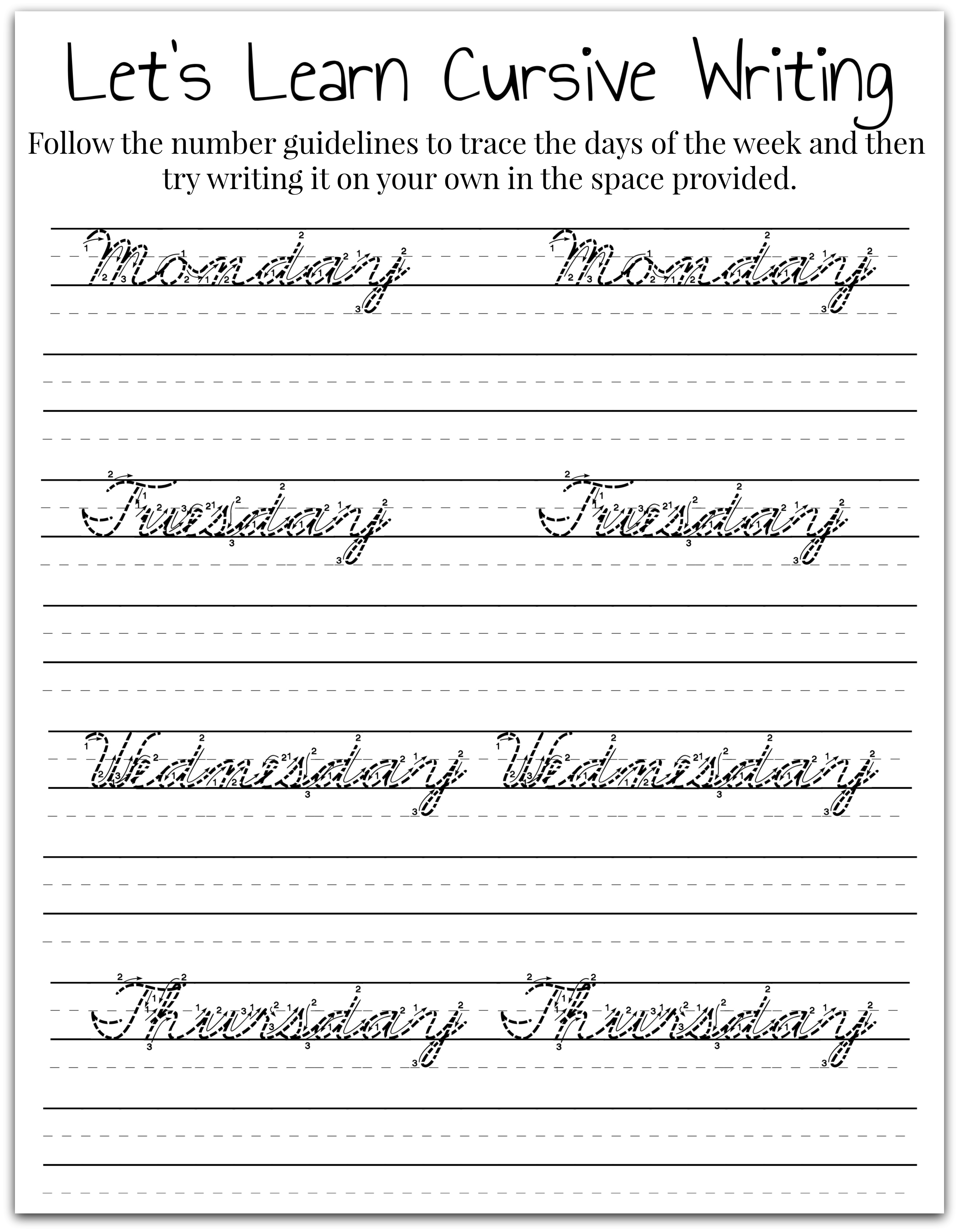 cursive-writing-worksheets-days-of-the-week