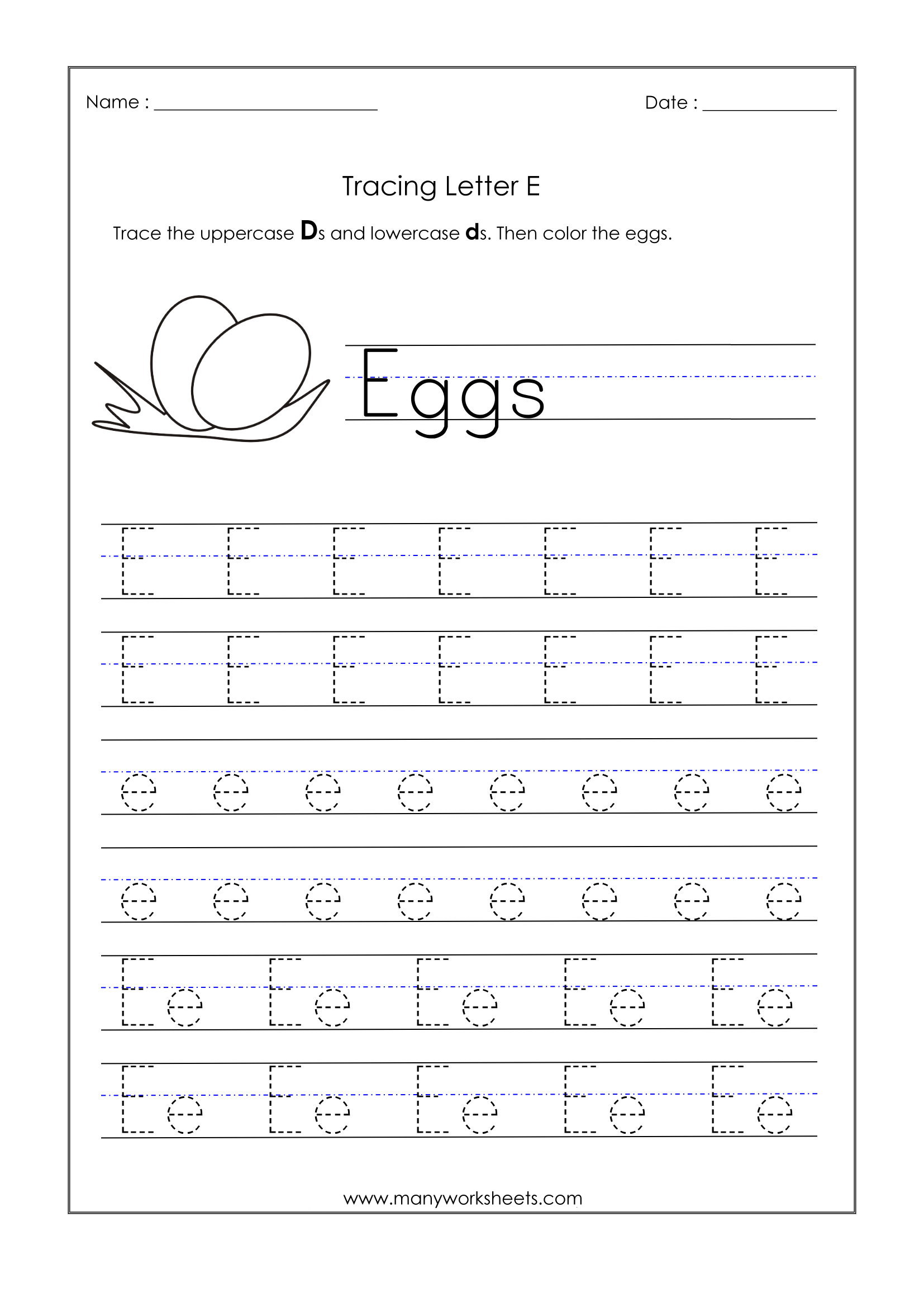 Letter E Traceable Worksheets Aletters one