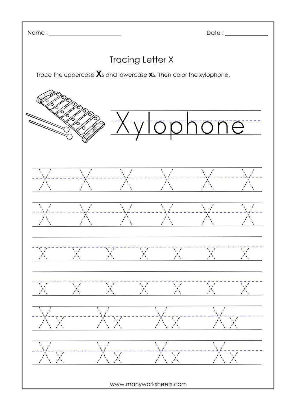 Letter X Printables Worksheets Preschool Crafts Letter X Printable 