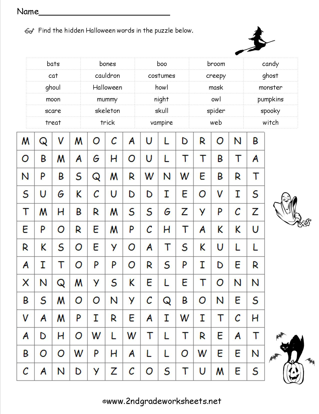 Printable Halloween Worksheets For Middle School 