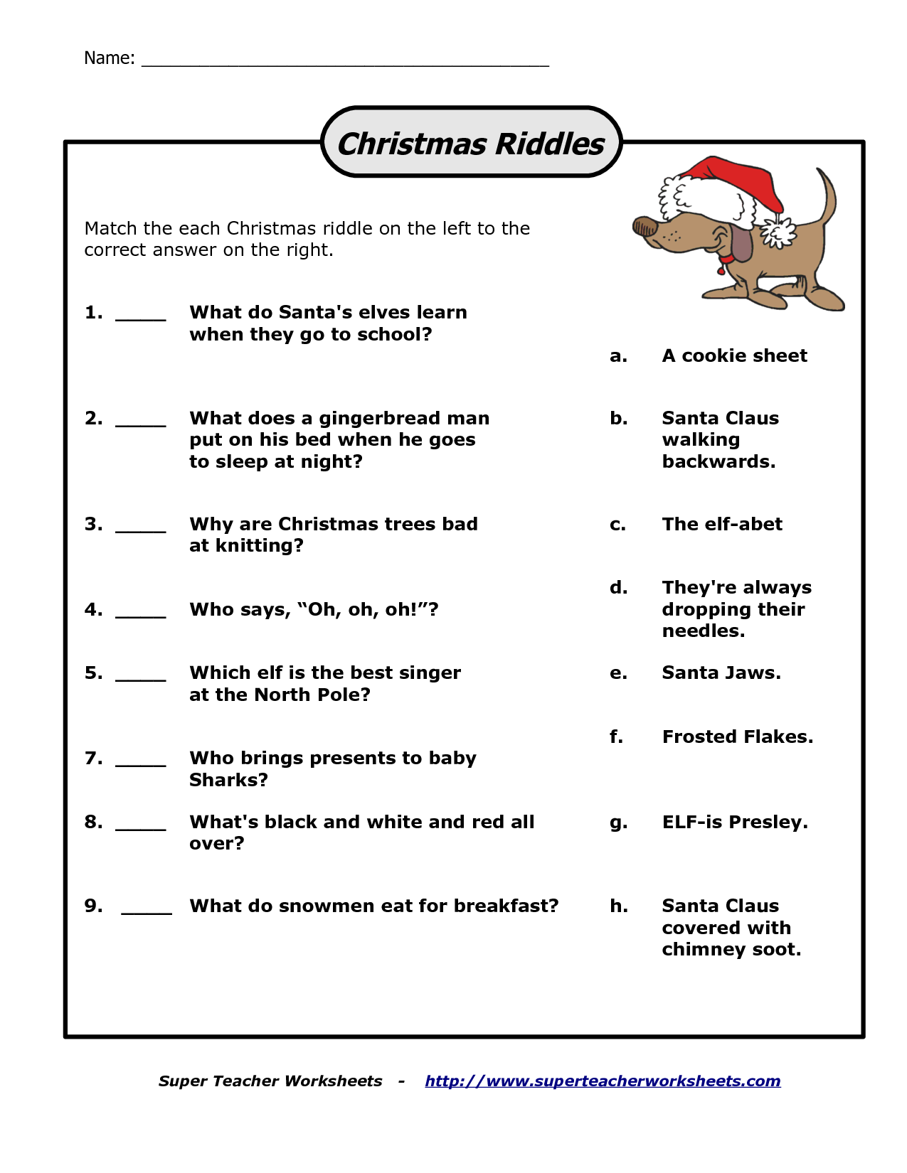 Christmas Brain Teaser Worksheets AlphabetWorksheetsFree