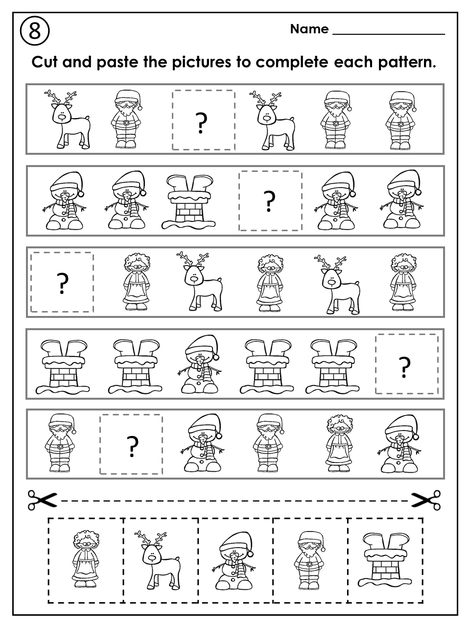 Christmas Pattern Worksheet Kindergarten AlphabetWorksheetsFree