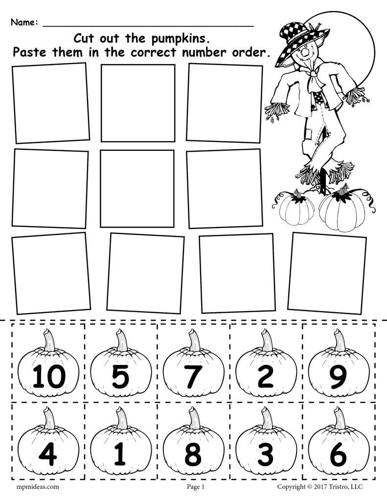 Kindergarten Printable Number One Halloween Worksheets AlphabetWorksheetsFree