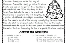 Reading Comprehension Passages And Questions For December