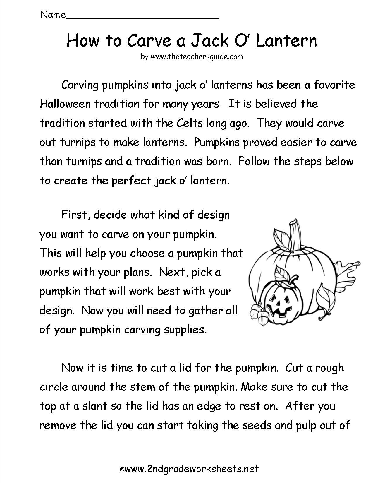 Halloween Reading Comprehension Worksheets For First Grade 