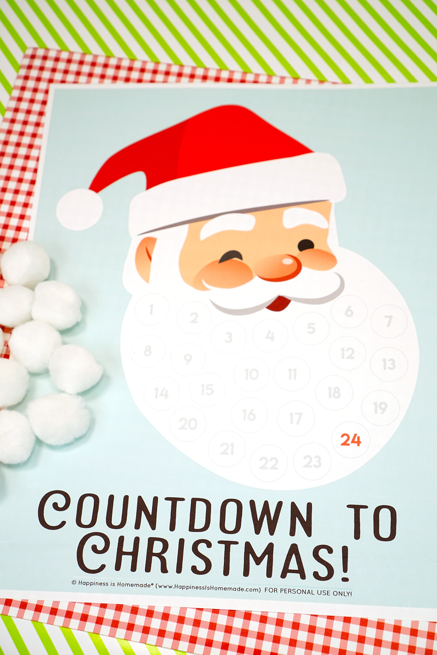 Santa Christmas Countdown Printable - Happiness Is Homemade