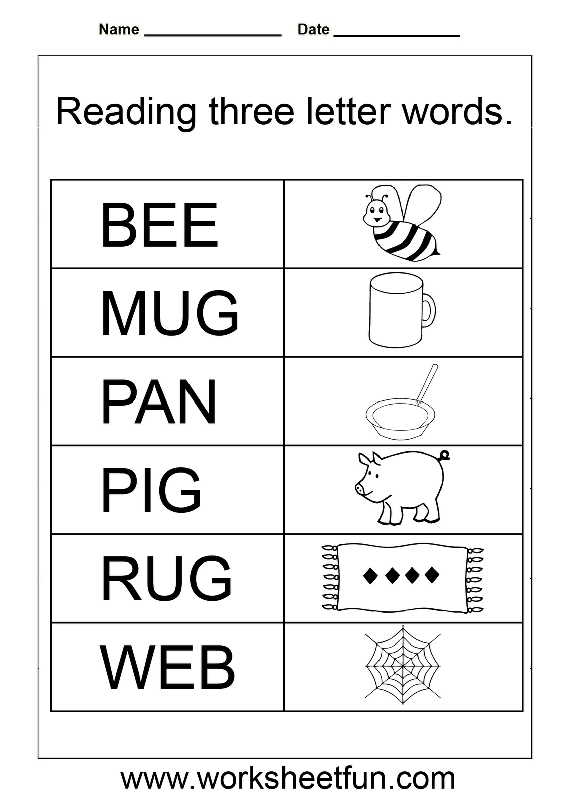 Three Letter Words Tracing Worksheets | AlphabetWorksheetsFree.com