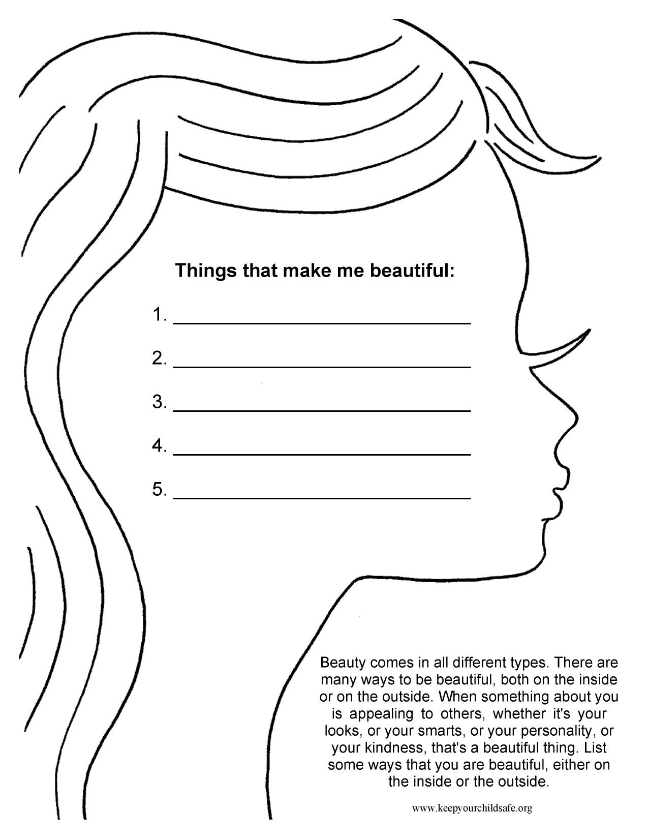 Printable Self Esteem Worksheets For Youth