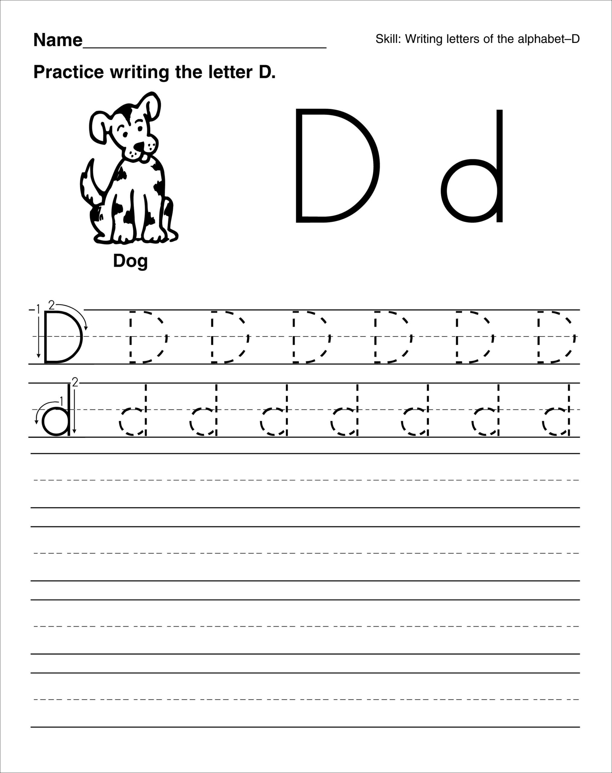 Letter D Tracing Sheet AlphabetWorksheetsFree