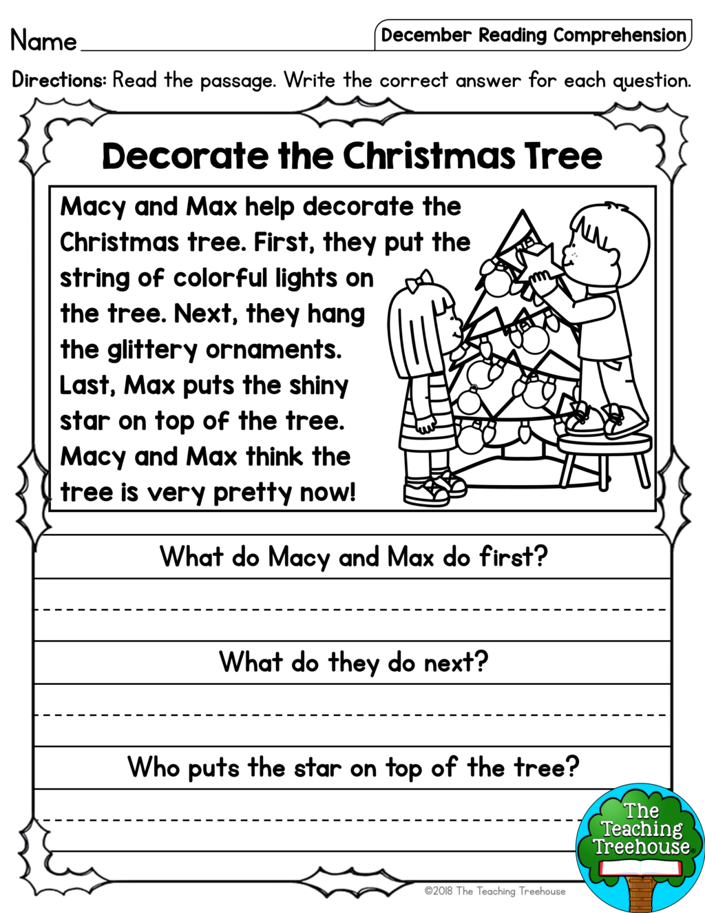 Free Printable Christmas Worksheets For 4th Grade