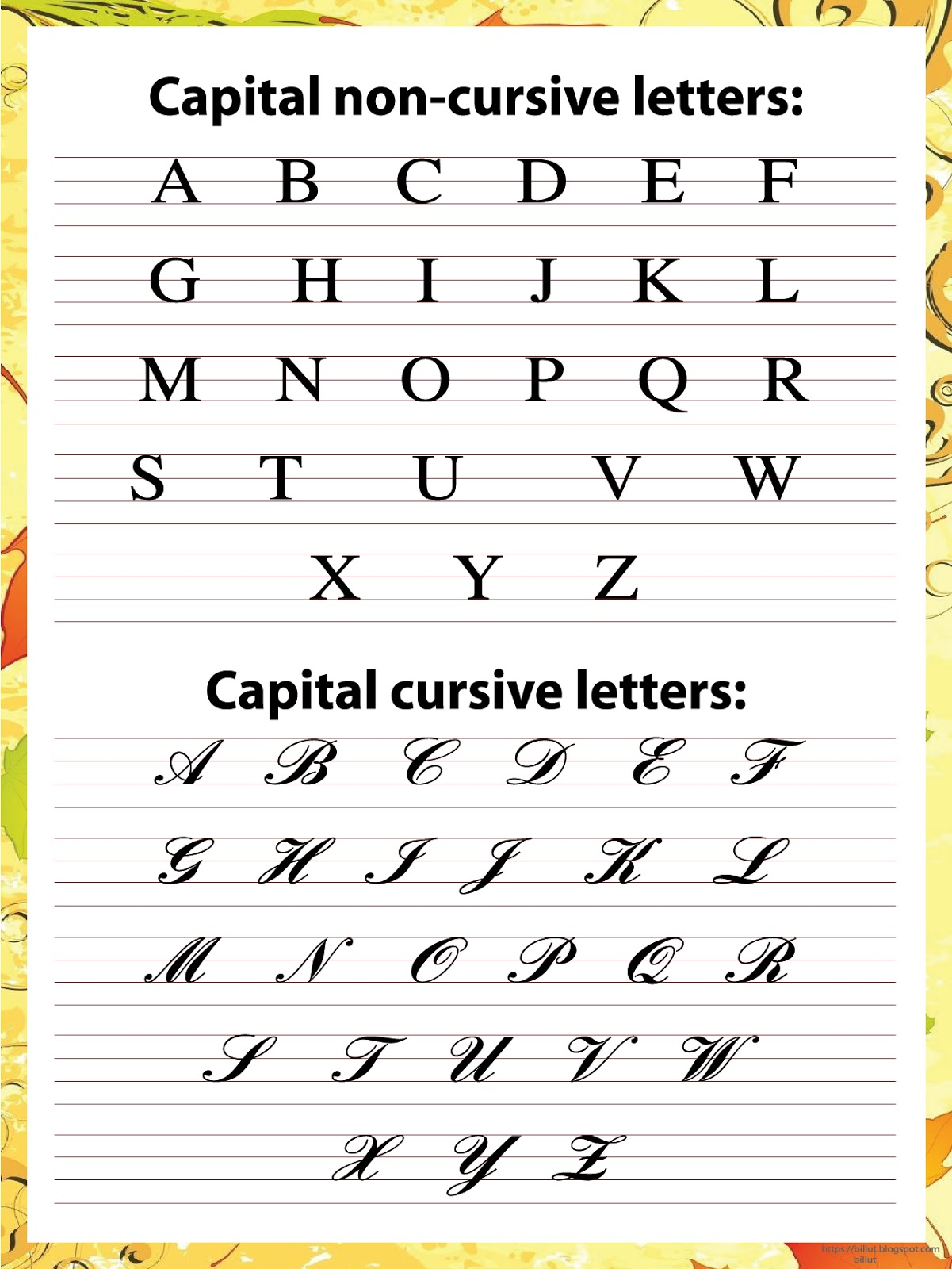 Cursive Uppercase Letters