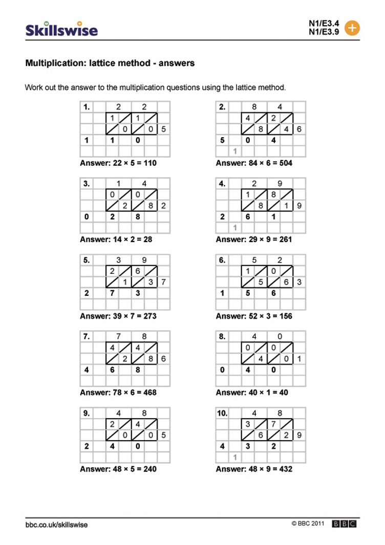 Gelosia Multiplication Worksheets AlphabetWorksheetsFree