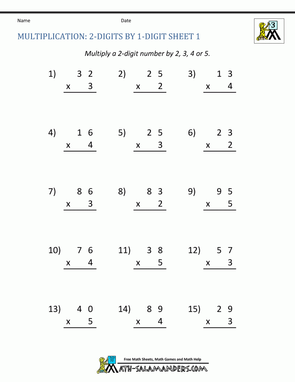 2 Digit Multiplication Worksheet AlphabetWorksheetsFree