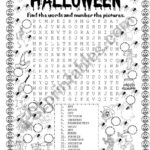 Halloween (Find The Words And Number The Pictures)   Esl