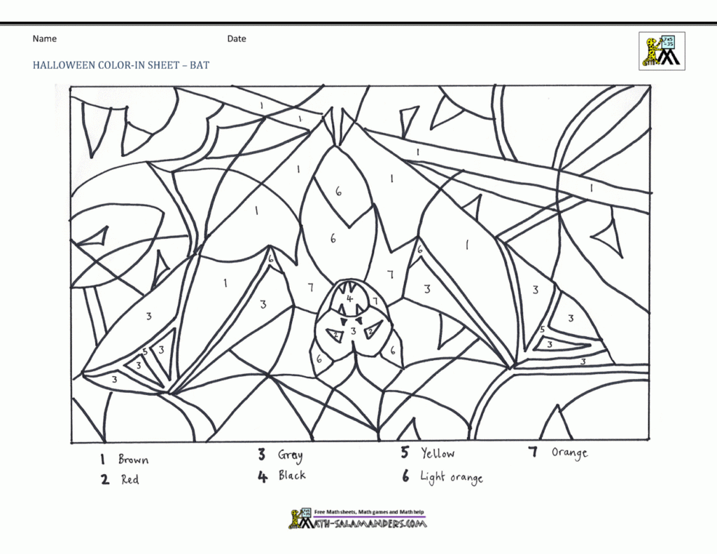 Middle School Halloween Color By Number Math Worksheets 