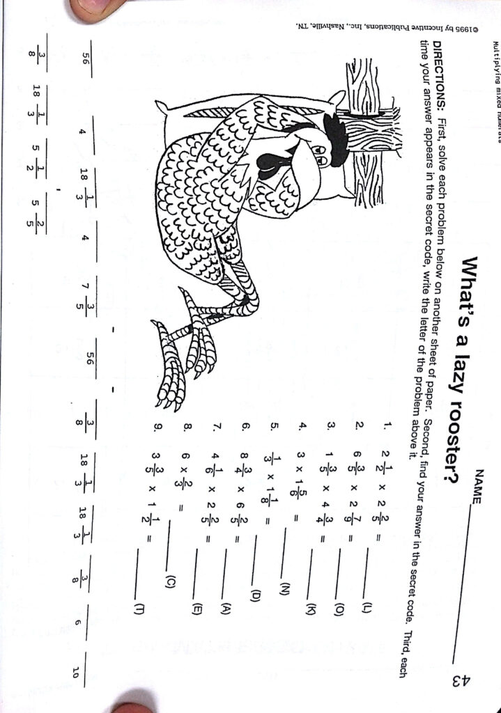 Multiplying Fractions Math Riddle Worksheet | Multiplying