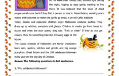 The History Of Halloween - English Esl Worksheets For