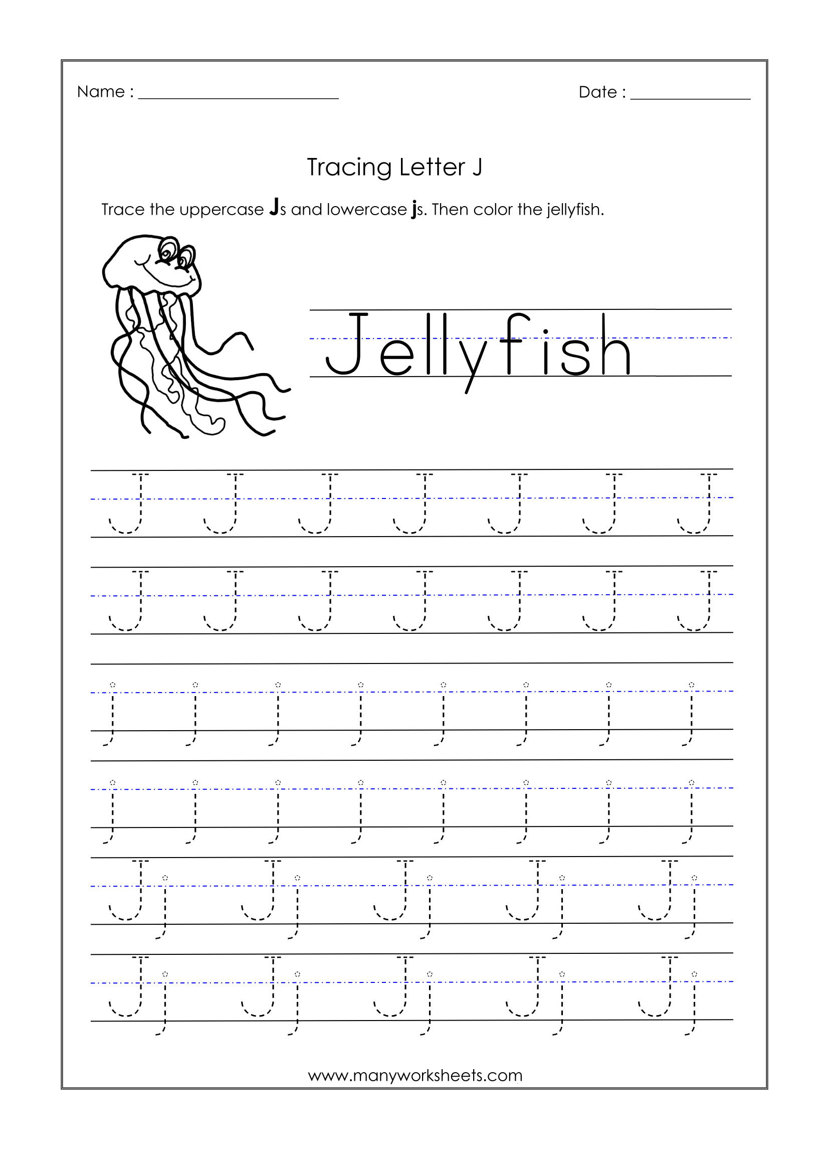 Free Printable Letter J Tracing Worksheets Dot To Dot 