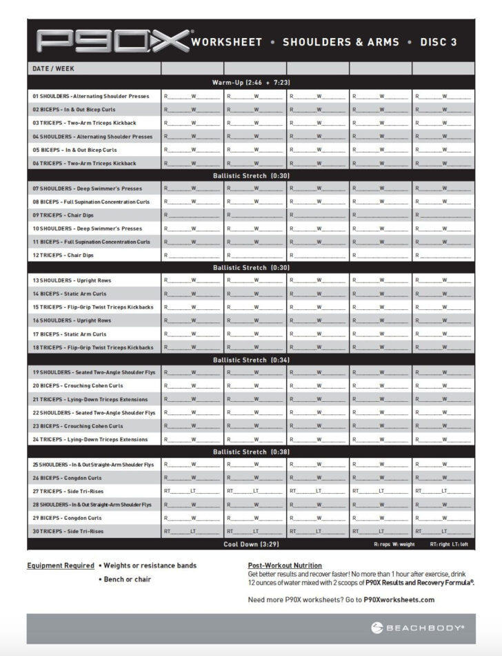 p90x workout schedule chest and back