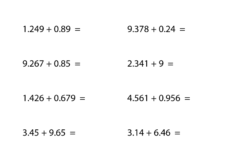 Sixth Grade Adding Decimals Worksheet