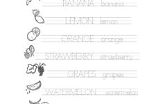 ESL Handwriting Worksheets Fruit Names Handwriting