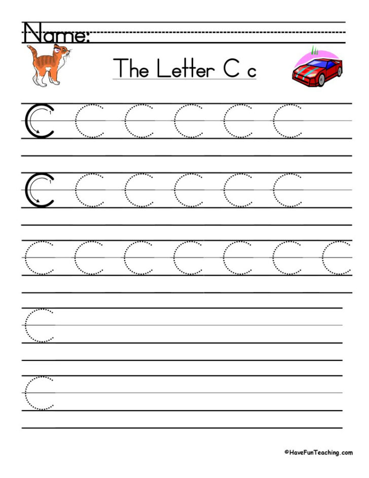 Letter C Handwriting Practice Worksheet Have Fun Teaching ...