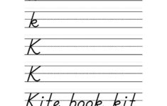 Letter K Handwriting Practice D Nealian | AlphabetWorksheetsFree.com