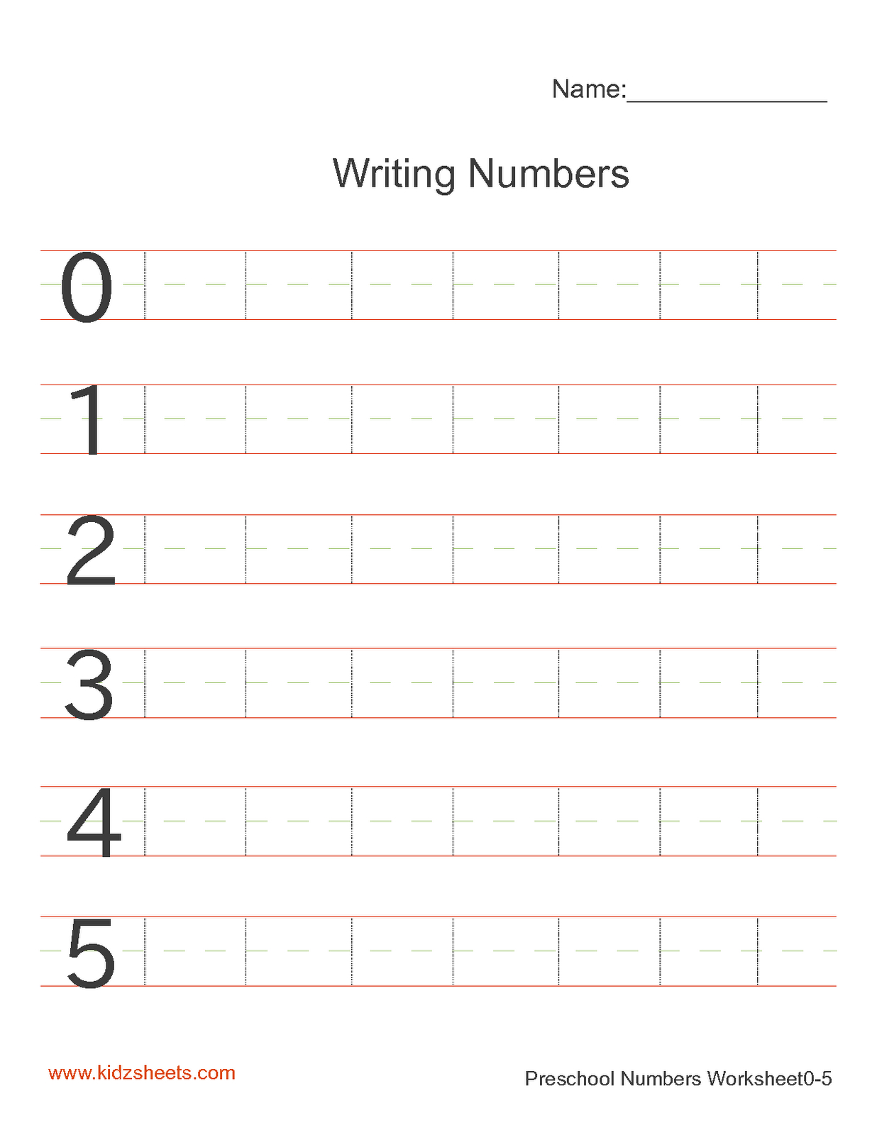 Numbers Handwriting Worksheet Printables
