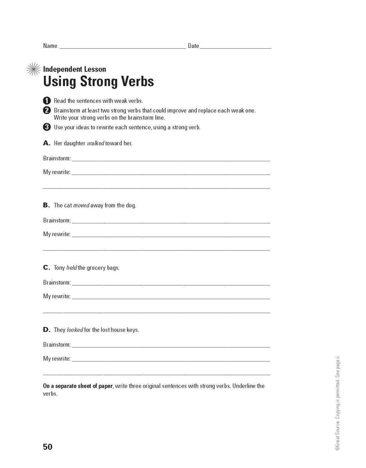 using-strong-verbs-in-writing-worksheet-writing