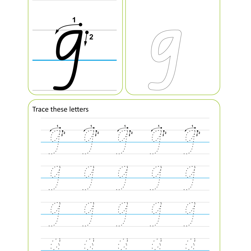 Victorian Modern Cursive Handwriting Worksheet Letter G 