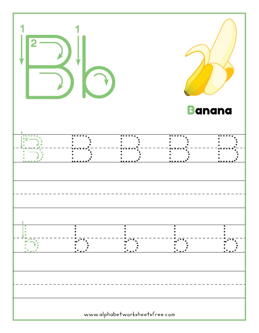 Tracing Letter B Worksheets AlphabetWorksheetsFree