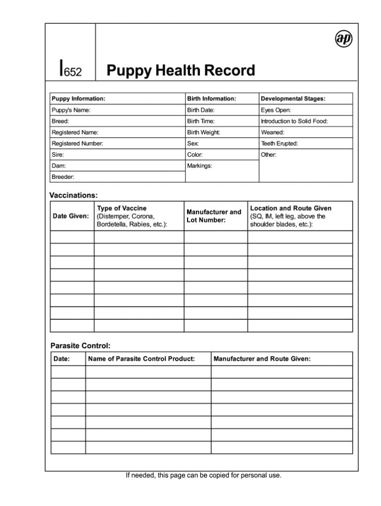 Dog Vaccination Record Printable Pdf Fill Online