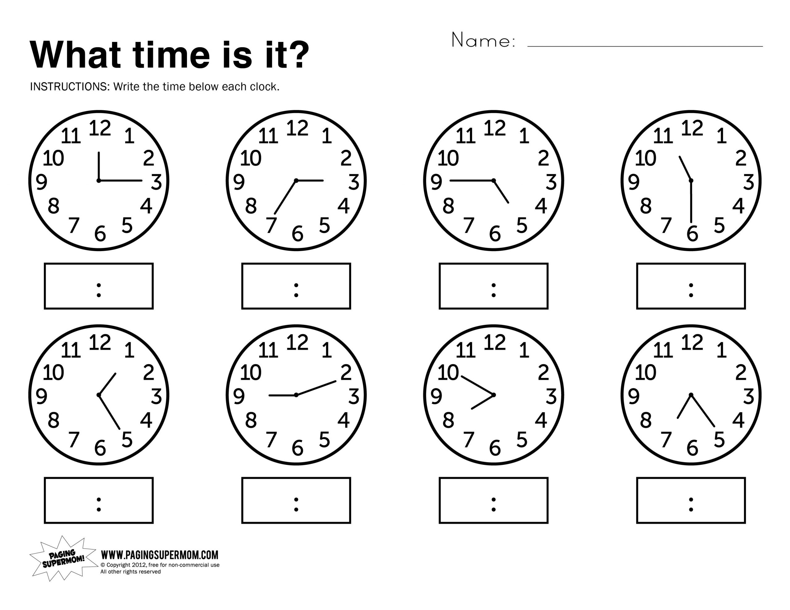 What Time Is It Printable Worksheet Paging Supermom 