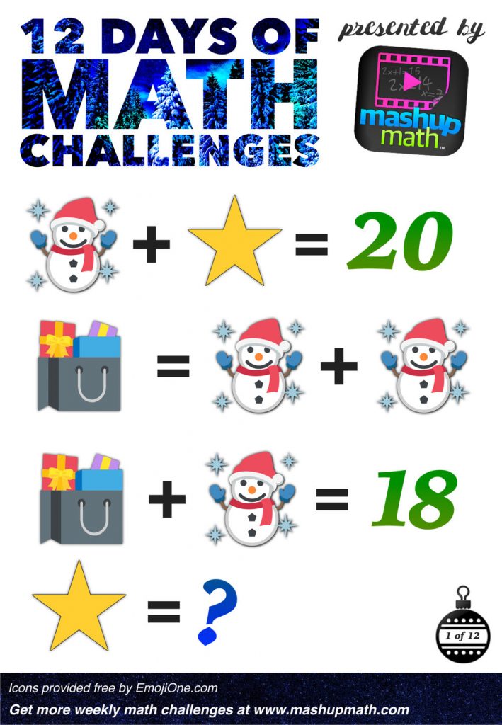 12 Days Of Christmas Math Problem Worksheet Times Tables 