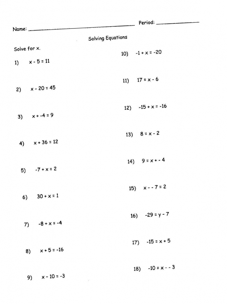 17 Best Images Of Pre Algebra Worksheets Free Printable 