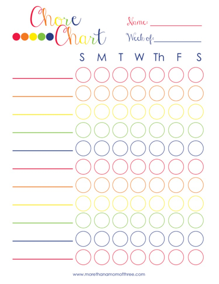 20 Free Chore Charts For Kids