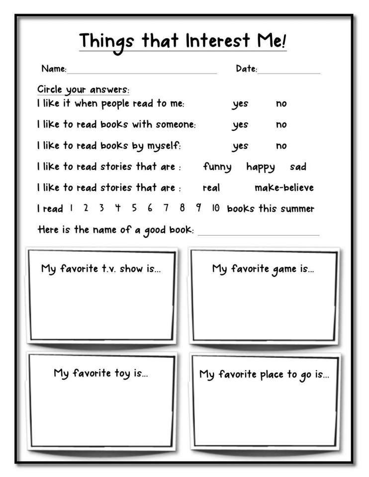 9 Child Reading Survey Worksheet Reading Reading 