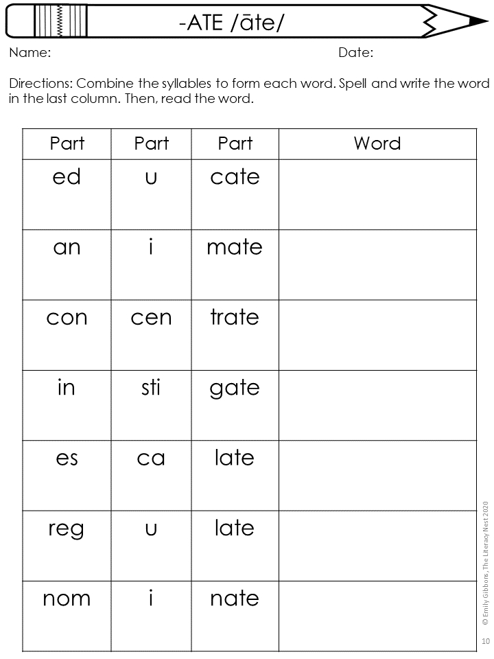 Advanced Orton Gillingham Activities For ATE Word List 