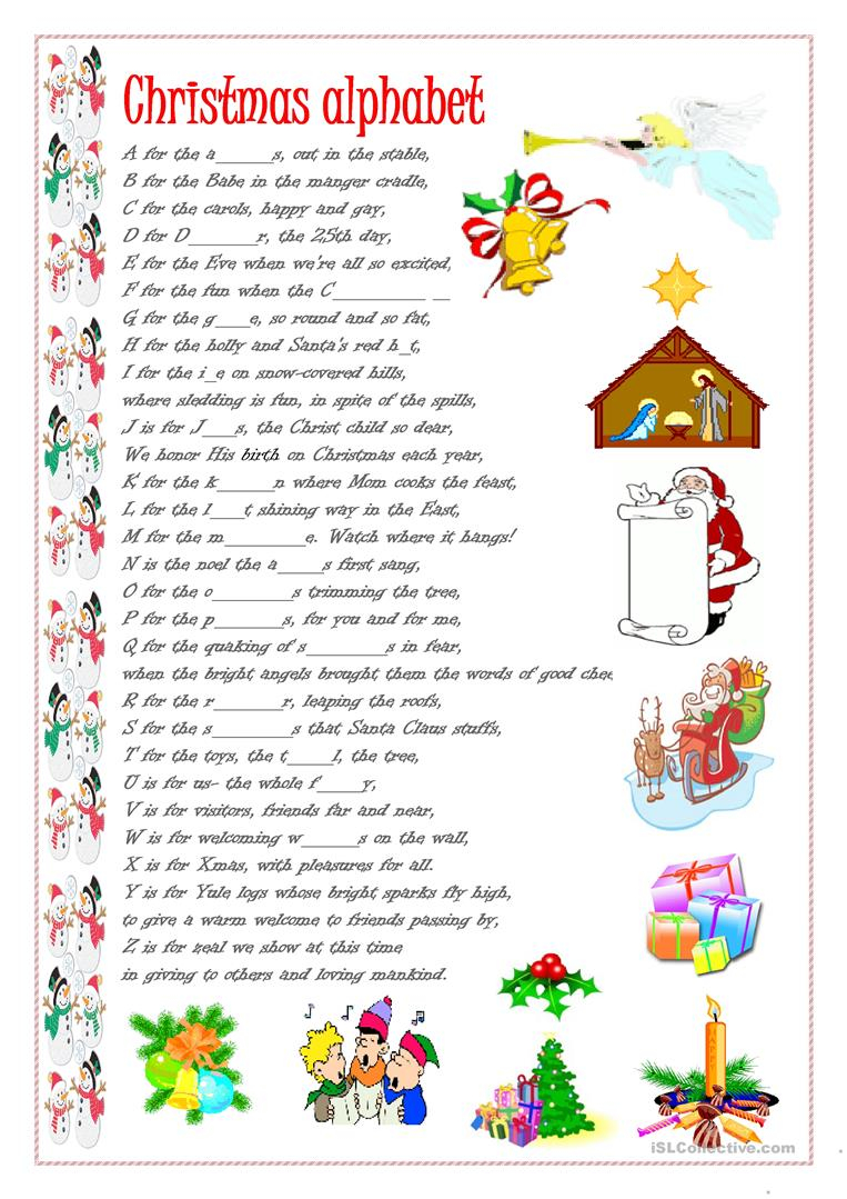 Christmas Alphabet English ESL Worksheets For Distance