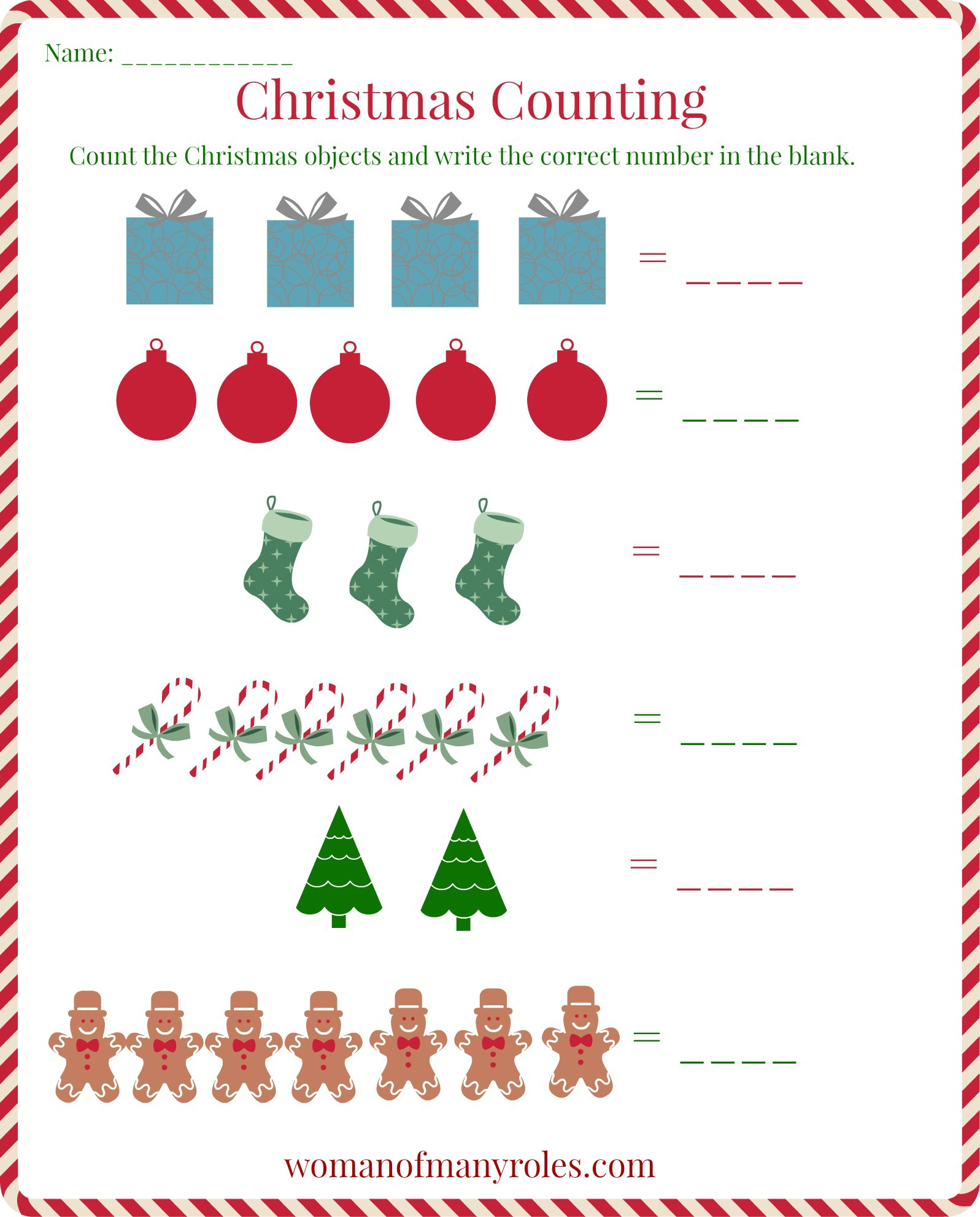 Christmas Counting Printable Woman Of Many Roles